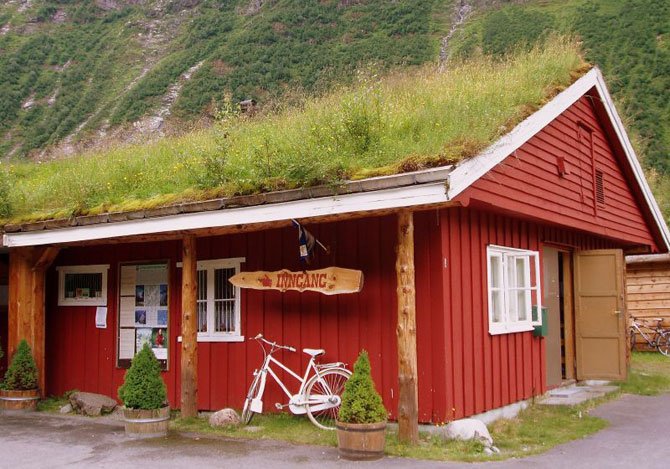 Норвежская рубка - травяные крыши норвежских домов